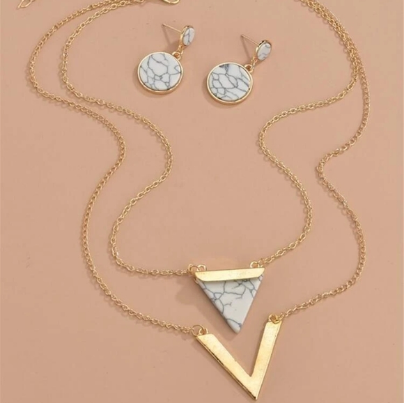 Jewelry - Marble geometric jewelry set